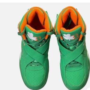 Patrick Ewing Green Kids Shoes with Shamrock Design
